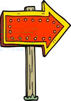 cartoon doodle lit up sign vector