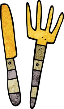 cartoon doodle knife and fork vector