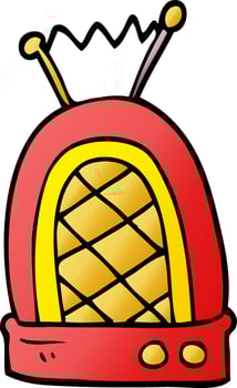 cartoon doodle retro radio vector