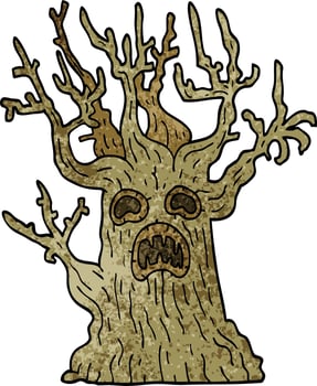 cartoon doodle spooky tree vector