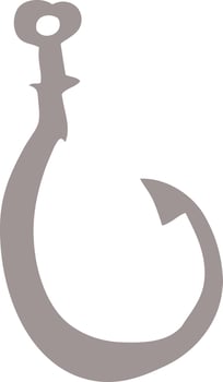 cartoon doodle big fish hook vector