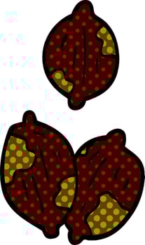 cartoon doodle nuts in shells vector
