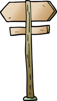 cartoon doodle direction sign vector