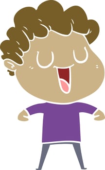 laughing flat color style cartoon man vector