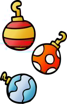 cartoon doodle xmas baubles vector