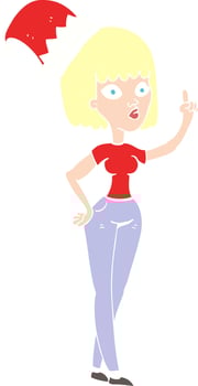 flat color illustration of a cartoon woman wearing christmas hat vector