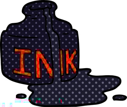 cartoon doodle spilled ink bottle vector