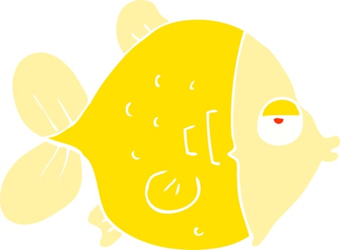 flat color illustration of a cartoon funny fish vector