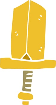 cartoon doodle gold dagger vector