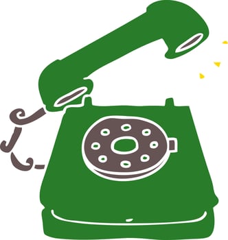 flat color style cartoon old telephone vector