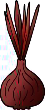 cartoon doodle sprouting onion vector