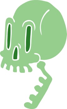 cartoon doodle green skull vector