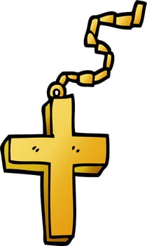 cartoon doodle gold crucifix vector