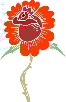 cartoon doodle rose tattoo symbol vector