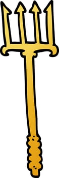 cartoon doodle gold trident vector