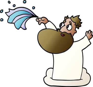 cartoon doodle god creating universe vector