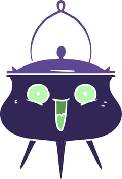 halloween cauldron flat color style cartoon vector