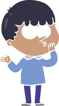 flat color style cartoon curious boy vector