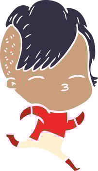 flat color style cartoon girl wearing futuristic clothes vector