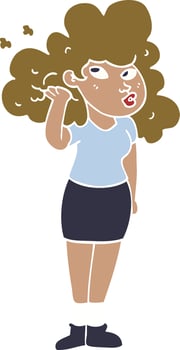 cartoon doodle girl playing with hair vector