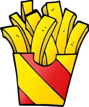 cartoon doodle takeout fries vector