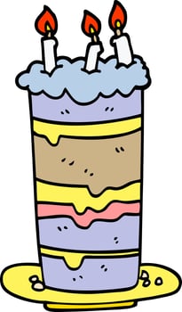 cartoon doodle birthday cake vector
