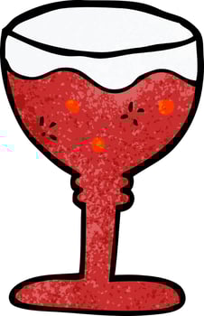 cartoon doodle red wine glass vector