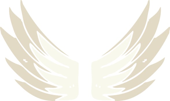 flat color style cartoon wings symbol vector