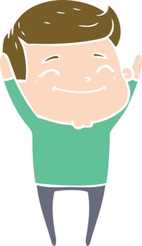 happy flat color style cartoon man vector