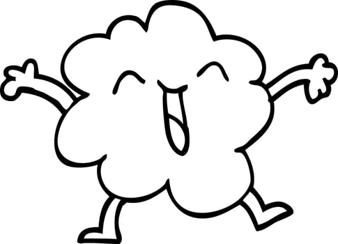 line drawing cartoon expressive weather cloud vector