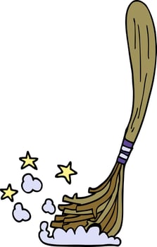 cartoon doodle magic broom vector