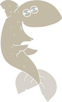 flat color illustration of laughing shark vector