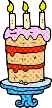 cartoon doodle birthday cake vector