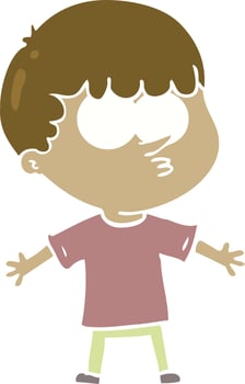 flat color style cartoon curious boy vector