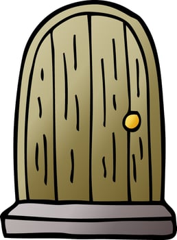 cartoon doodle old wood door vector