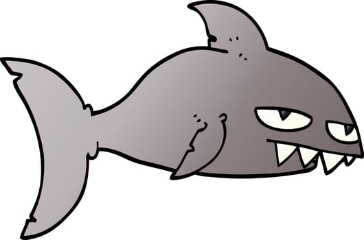 cartoon doodle deadly shark vector