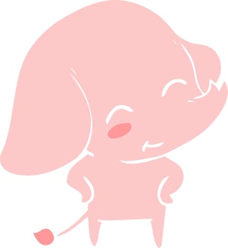 cute flat color style cartoon elephant vector
