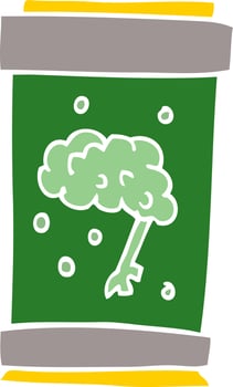 cartoon doodle brain in jar vector