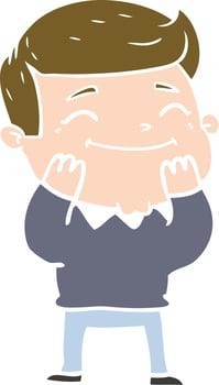 happy flat color style cartoon man vector