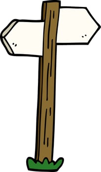 cartoon doodle painted direction sign posts vector