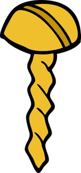 cartoon doodle old brass screw vector