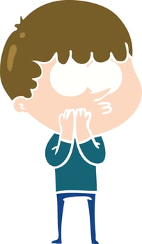 flat color style cartoon curious boy vector