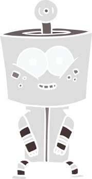 happy flat color style cartoon robot vector