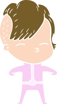 flat color style cartoon girl wearing futuristic clothes vector