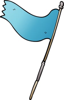 cartoon doodle of a blue flag vector