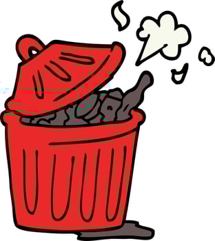 cartoon doodle waste bin vector