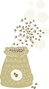 flat color illustration of a cartoon bag of coffee beans vector