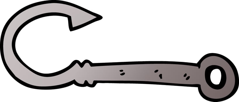 cartoon doodle fish hook vector