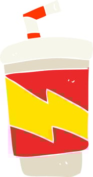 flat color illustration of a cartoon soda drink vector