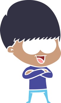 happy flat color style cartoon boy vector